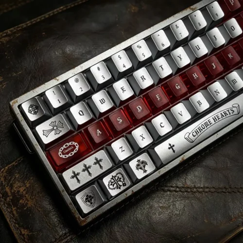 IMG_7536 Chrome Cross Sword Custom Metal Keycaps