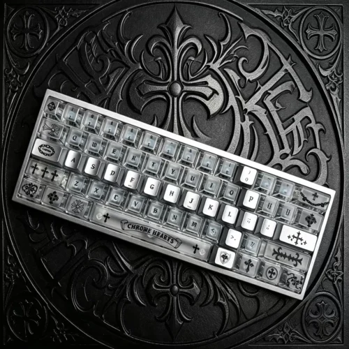 IMG_7538 Chrome Cross Sword Custom Metal Keycaps